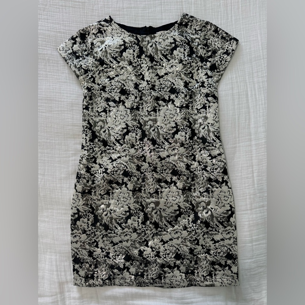 Xhilaration Black and Silver Metallic Floral Dress